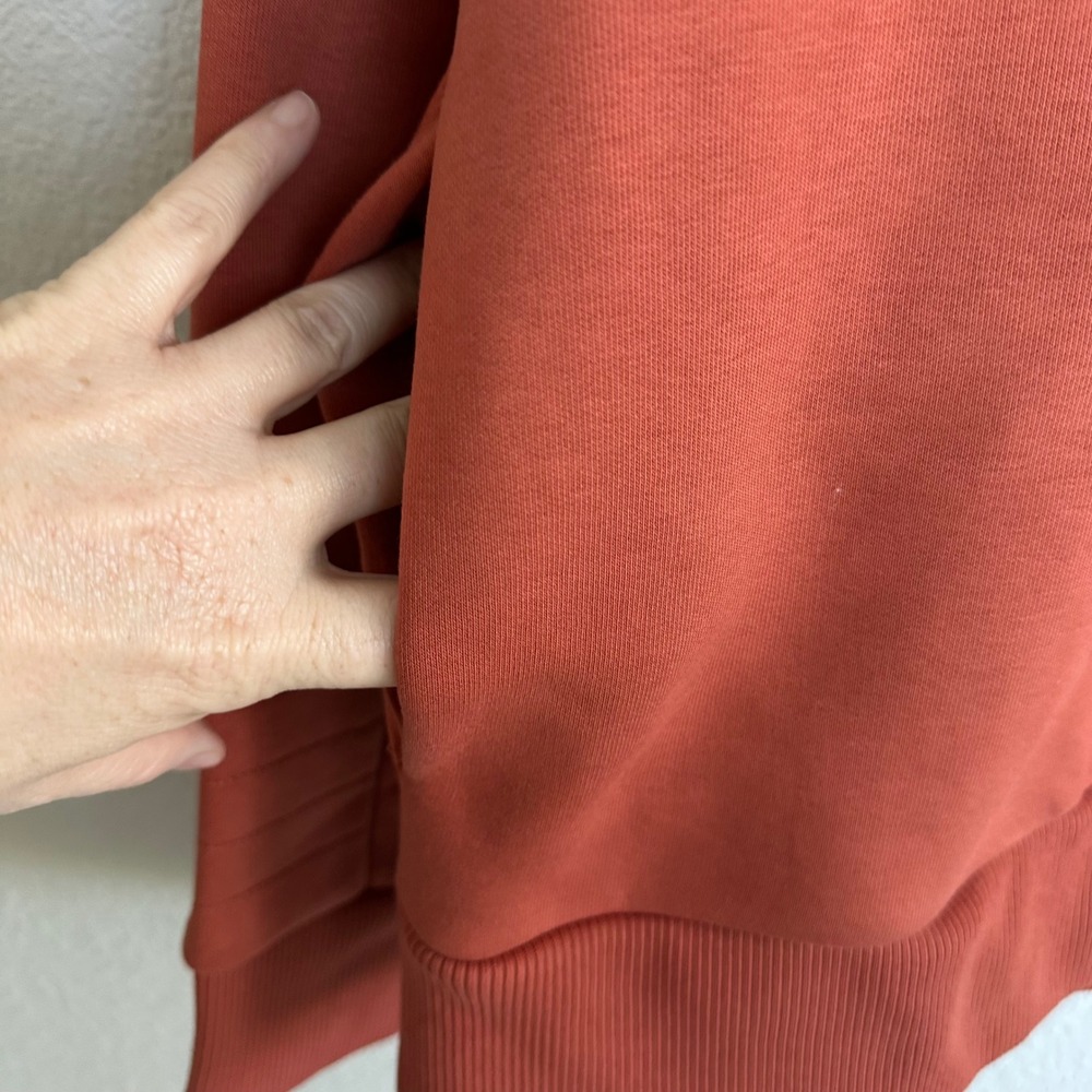 Pact Mens XL Burnt Orange Organic Cotton Fleece Crewneck Sweatshirt Pockets - Picture 4 of 9